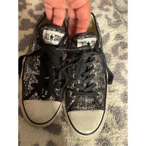 Converse w8.5 m6.5 sequin bling low top tennis sneakers trainers